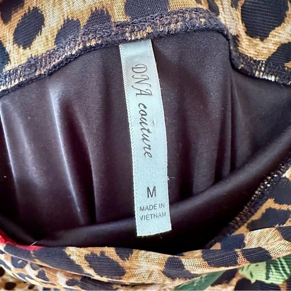 DNA Couture Leopard Print Strapless Midi Dress with Red Rose Accents - Medium - Picture 10 of 16